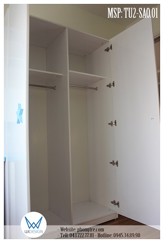 Kết cấu tủ áo 2 cánh - 2 buồng của 2 bé nhà anh Hải