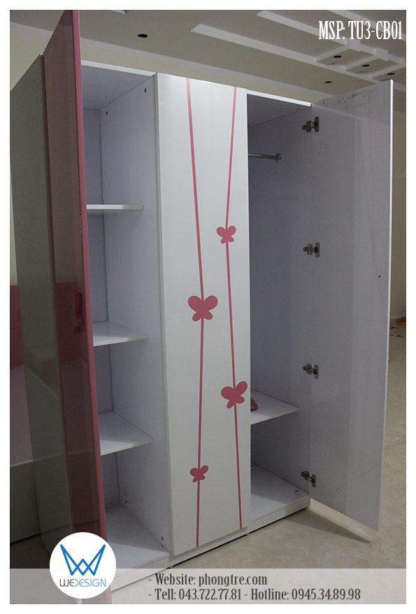 Kết cấu bên trong của tủ áo 3 cánh - 2 buồng - 1m2