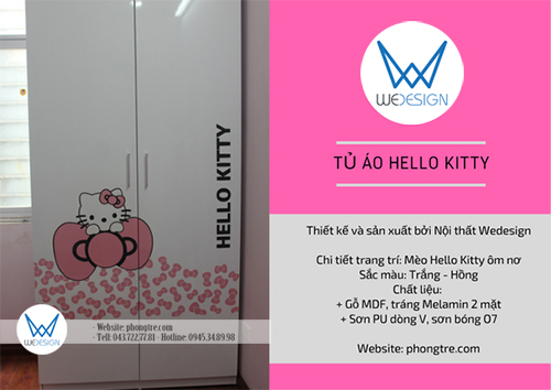 Video tủ áo Hello Kitty ôm nơ sắc màu trắng hồng