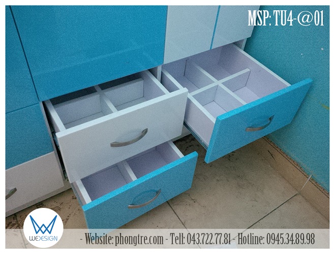 Tủ áo MSP: TU4-@01 có các ngăn kéo được chia ô