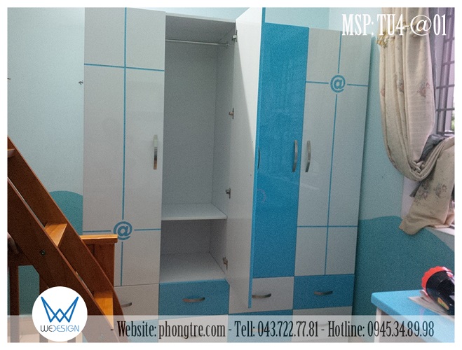 Kết cấu bên trong của 2 buồng tủ của tủ quần áo MSP: TU4-@01