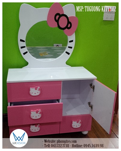 Tủ gương Hello Kitty đeo nơ hồng dễ thương