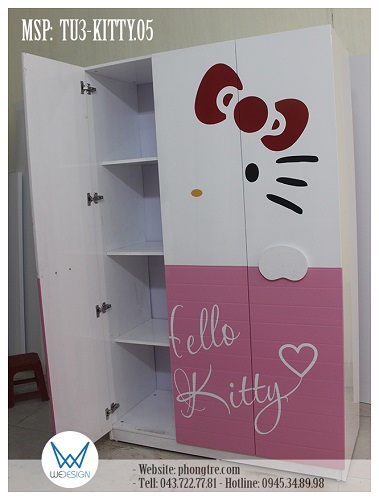 Kết cấu bên trong buồng tủ nhỏ của tủ quần áo TU3-KITTY.05 của bé Phi Yến