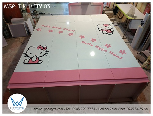 Tủ quần áo TU4-KITTY.03 ráp xong tại xưởng, Wedesign gửi ảnh để anh Tấn kiểm tra trước khi xuất hàng