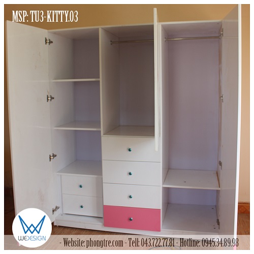 Kết cấu tủ quần áo Hello Kitty MSP: TU3-KITTY.03