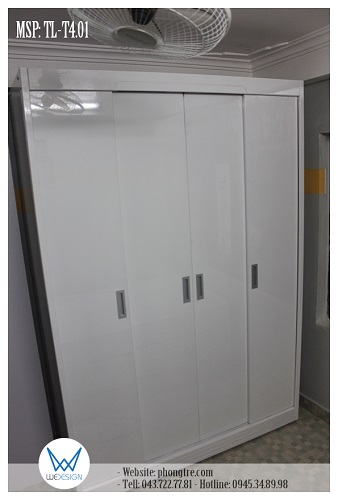 Tủ áo cánh lùa màu trắng TL-T4.01