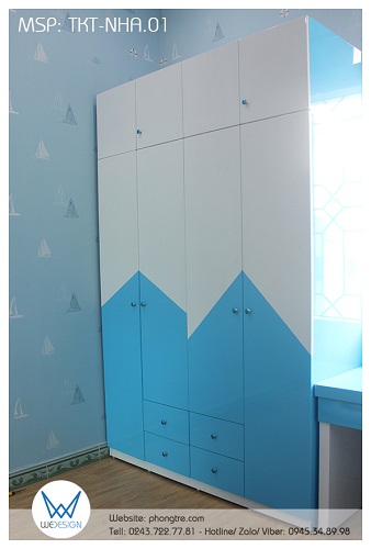 Tủ quần áo có tủ kho trang trí ngôi nhà TKT-NHA.01