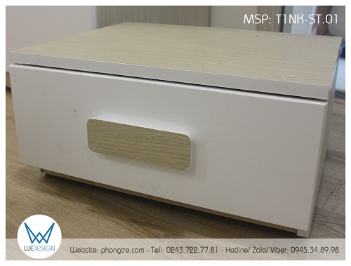 Tủ táp 1 ngăn kéo vân gỗ sồi trắng phối gỗ sơn trắng