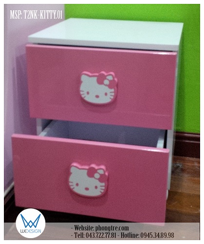 Tủ táp Hello Kitty MSP: TU3-KITTY.01 có ngăn kéo sâu 30cm, di chuyển bằng ray bi